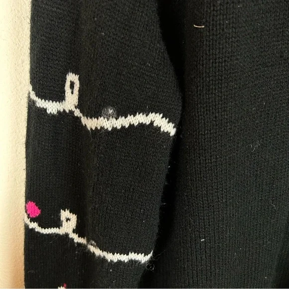 Christmas Sweater Hoodie Knit Sherpa Silver Lettering Pom Poms - Picture 9 of 14